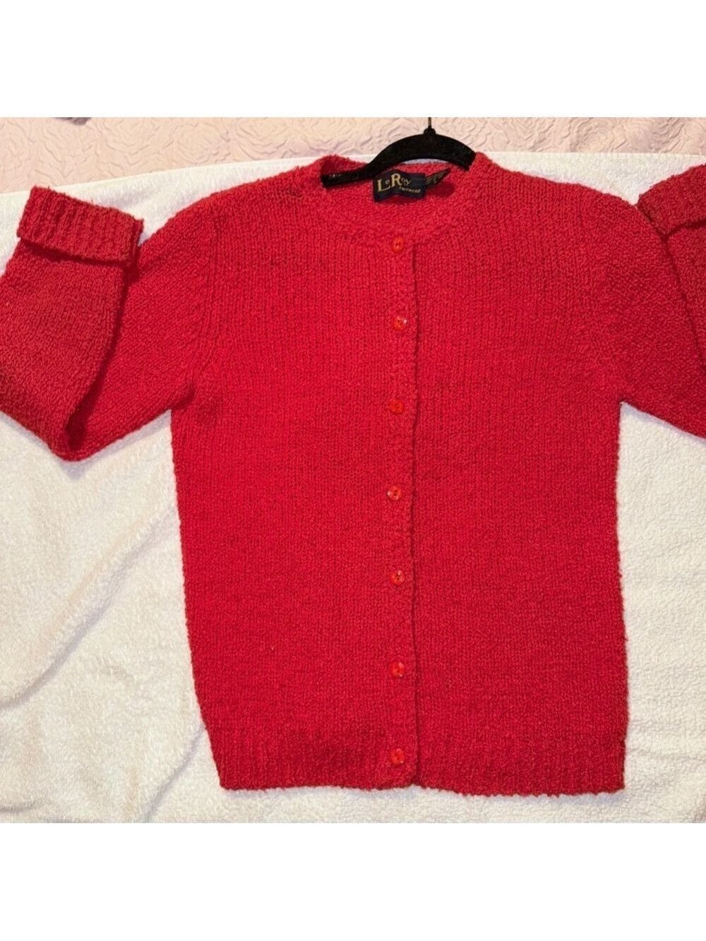 Red vintage sweater LeRoy knitwear size small Taiwan made - Picture 8 of 9